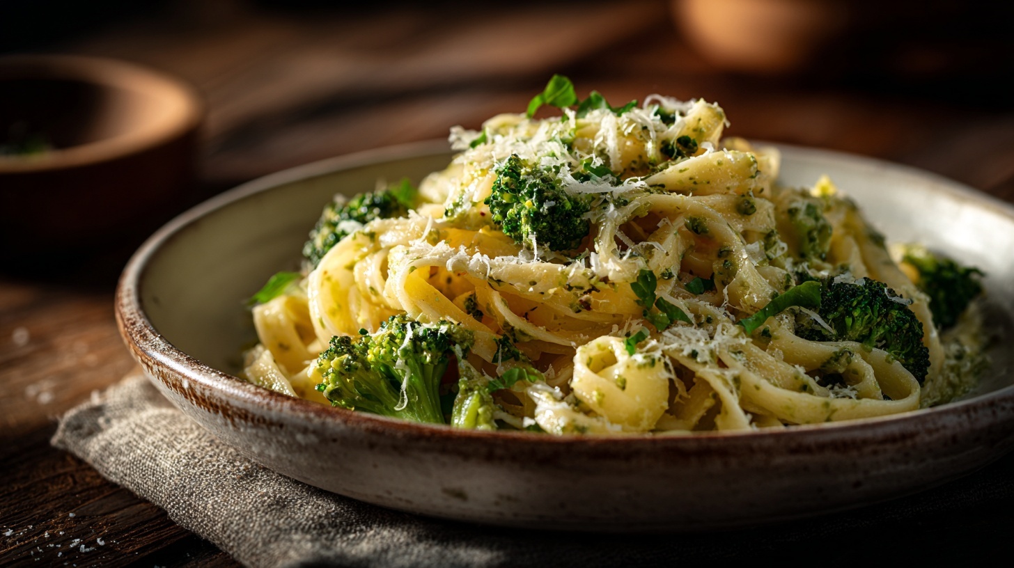 Tagliatelle mit Brokkoli und Pesto